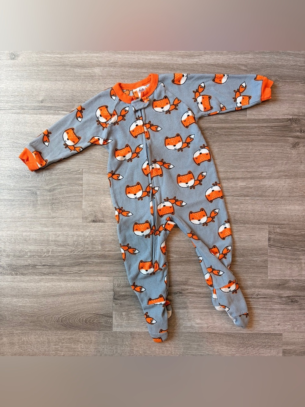 Gerber baby boys fox print zip up fleece footie
